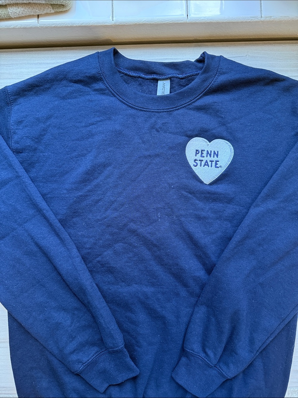 Penn State Navy Heart Patch Crewneck Sweatshirt